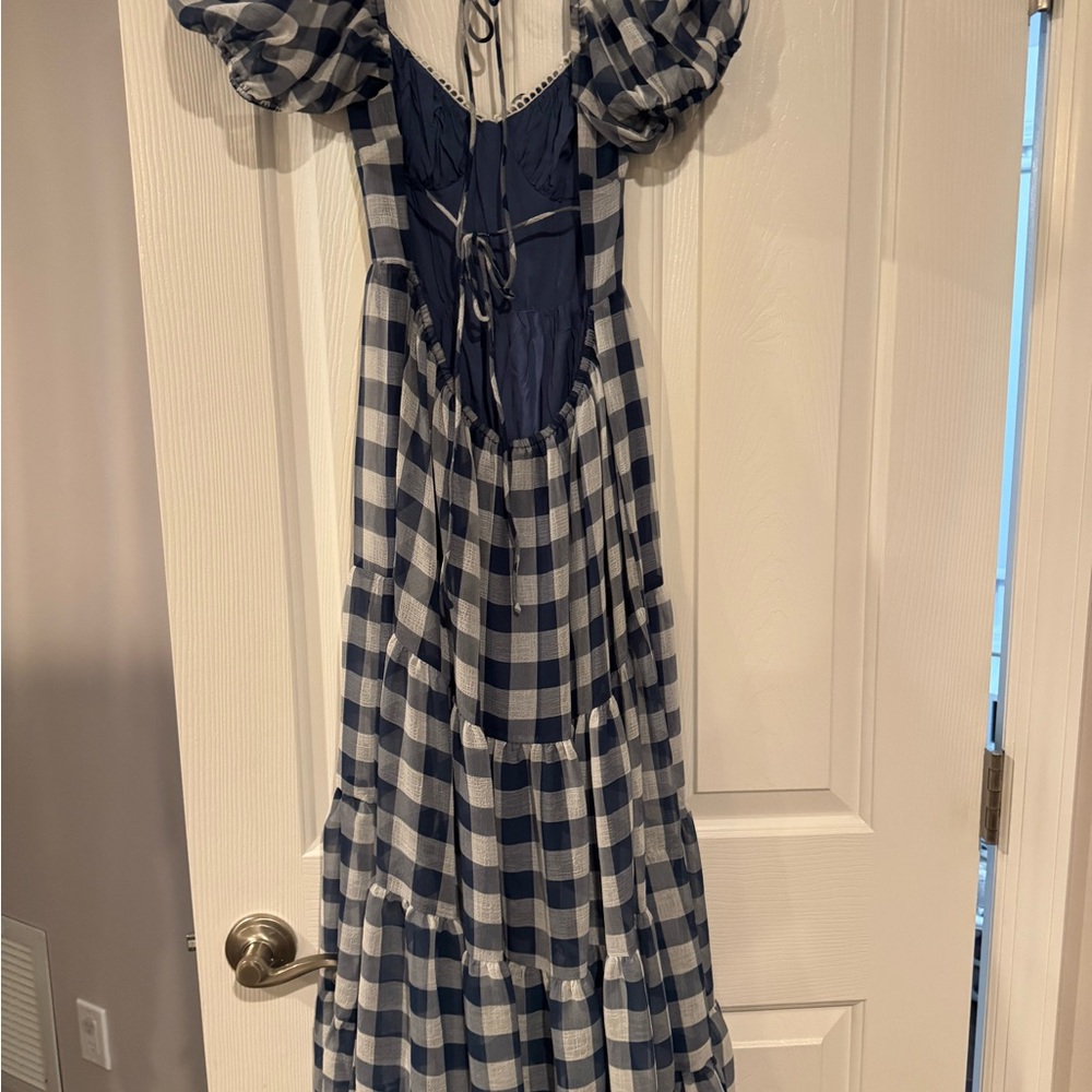 Vici Blue Gingham Cutout Midi Dress - Picture 5 of 5